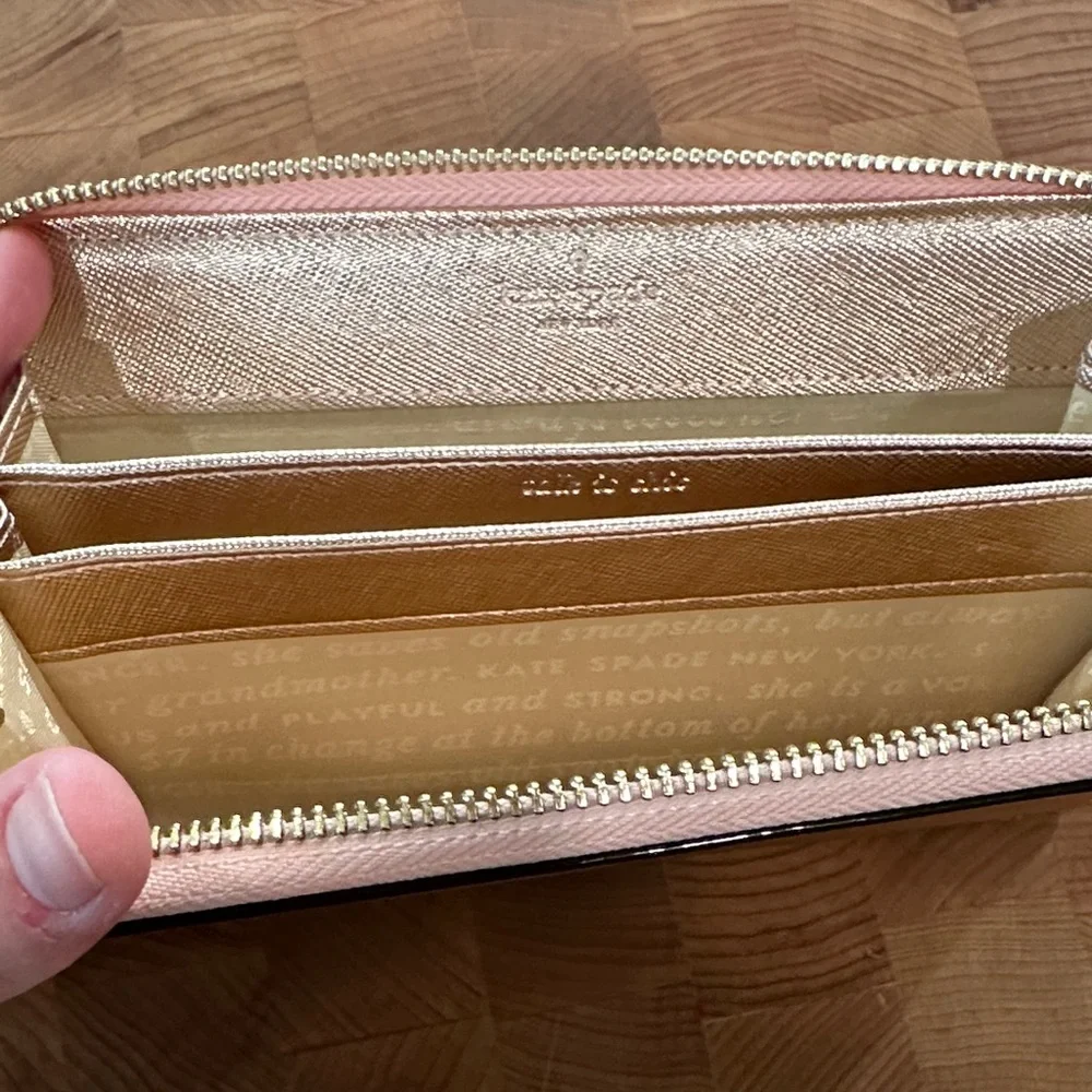 kate spade Metallic Champagne Gold Zip Wristlet Wallet